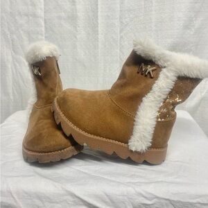 Michael Kors Chestnut Brown Suede Fur-Trim Ankle Boots